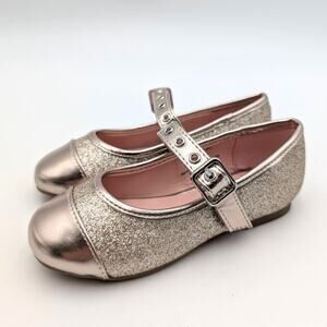 Nordstrom Kids' Everlee Mary Jane Flat Adjustable Strap Gold Size US8M EU24